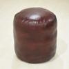 BBHHOMES Handmade Eco-Friendly Solid Leather Pouf Cherry Color Round 16" x 16" x 16" Goat Leather Pouf for Living Room, Bedroom Seating, Patio view 2