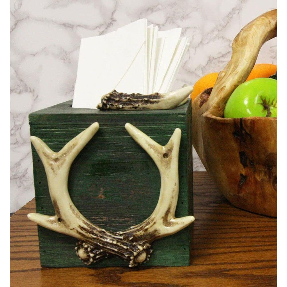 1 Pcs Of Wildlife Buck Elk Deer Trophy Antlers Tissue Box Cover Sculpture 6.25" H