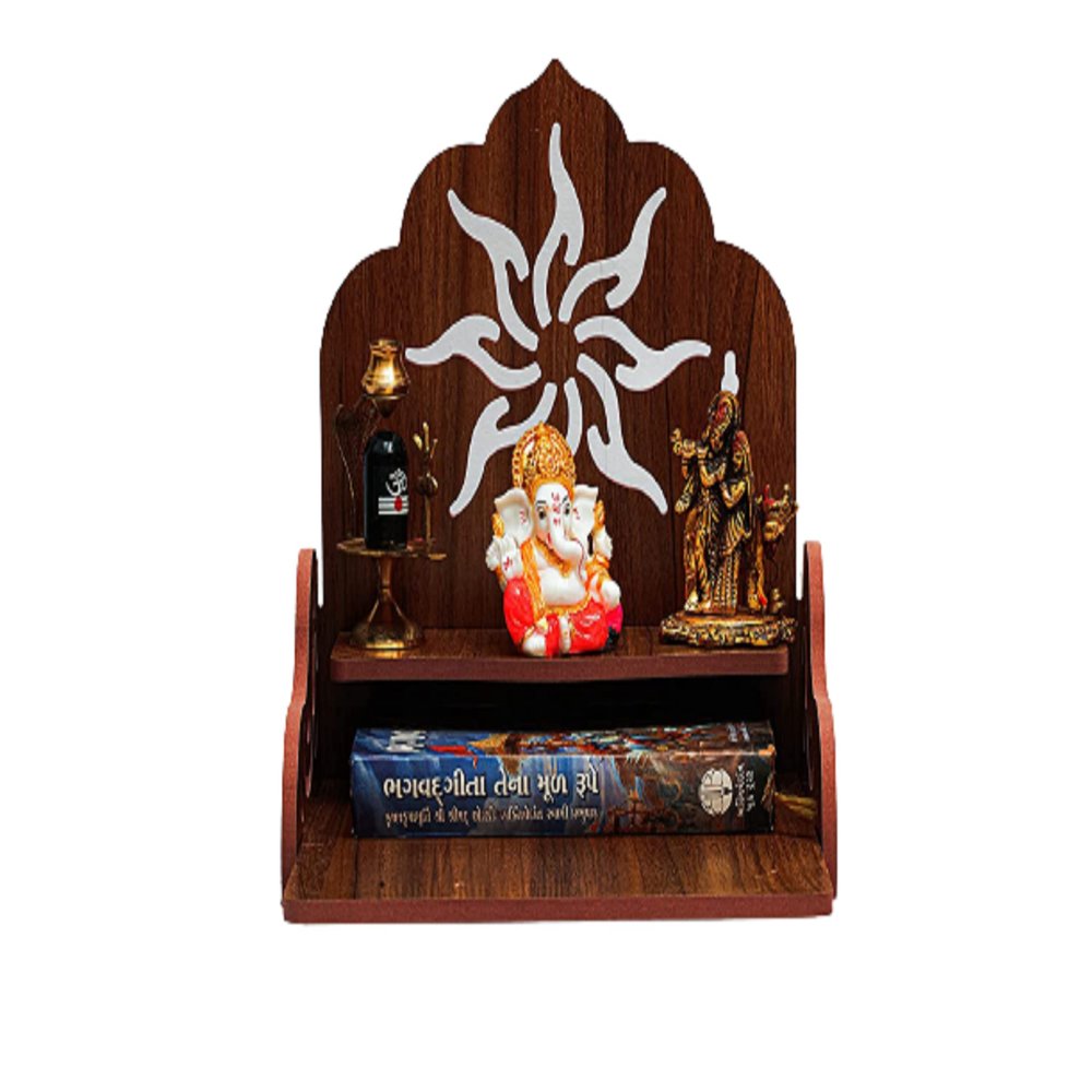 Aakrati Devyom Devyom Wooden Temple For Home Temple Mandir Wall Hanging God Singhasan Dark Brown MDF Wood Mandir Ghar Decorative Medium Singhasan Wooden Temple Mandir Ghar For Home Office Shop