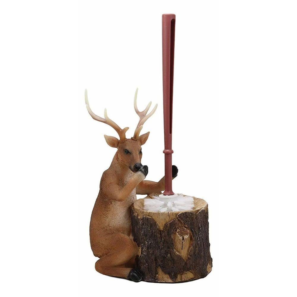 1 Pcs of Rustic Wildlife Animal Stinky Potion Toilet Brush & Tree Stump Base Holder