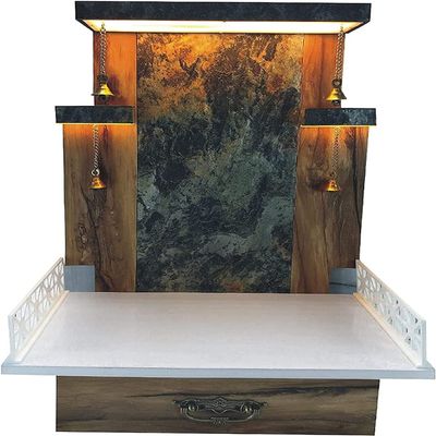 Aakrati Devyom Devyom Wooden Temple With LED Light For Home And Office,Home Temple,Puja Mandir,Wall Hanging & Table Top Home Mandir. (Size: 36X24X16 IN)