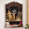 Aakrati Devyom Devyom Pooja Wooden Mandir for Home Wall Mounted Wood Puja Home Temple with Double Shelf for Storage and God Idols Decoration for Living Room, Bedroom and Office view 1