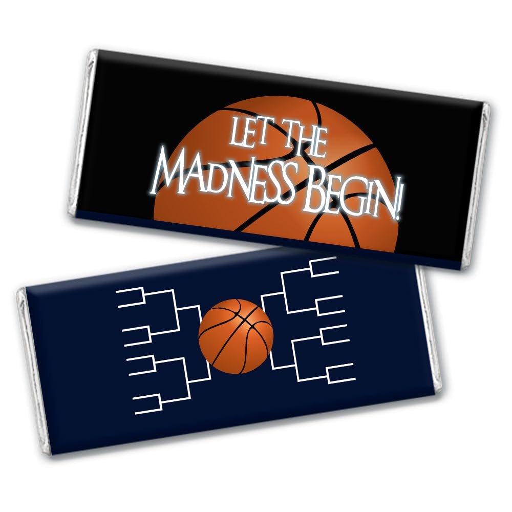 12ct Basketball Party Candy Favors Chocolate Bars Let the Madness Begin (12 Pack) - Navy