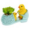Wooden-Style Easter Chick Planter - 3.4" Shoe Succulent Pot Decor view 1