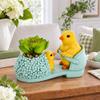 Wooden-Style Easter Chick Planter - 3.4" Shoe Succulent Pot Decor view 2