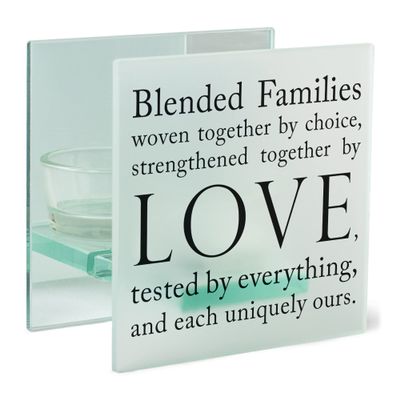 Elanze Designs Blended Families White 4 x 4 Glass Mirrored Tea Light Holder