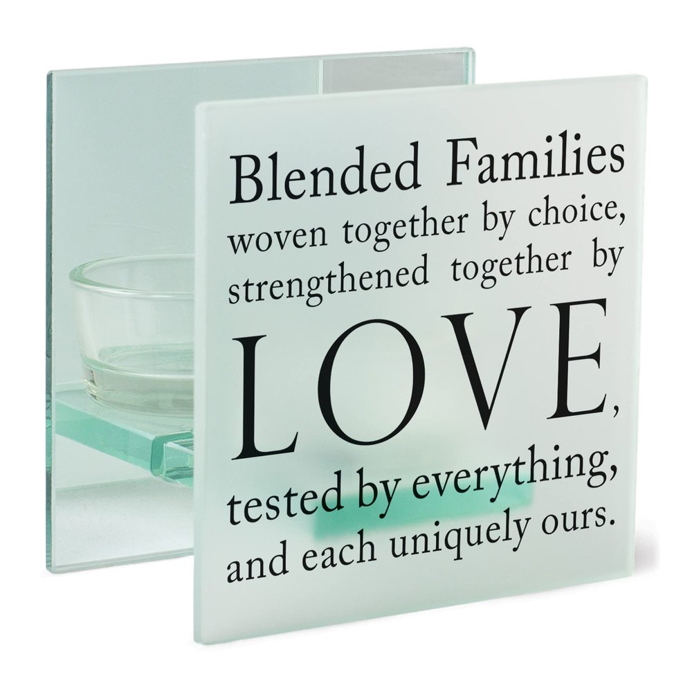Elanze Designs Blended Families White 4 x 4 Glass Mirrored Tea Light Holder