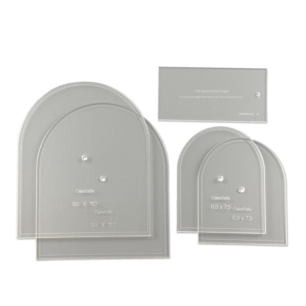 CAKESAFE - Arch Disk Kit- 2 Arched Disk Sets w/Scraper-Unique Shaped Acrylic Disks for Cake Decorating
