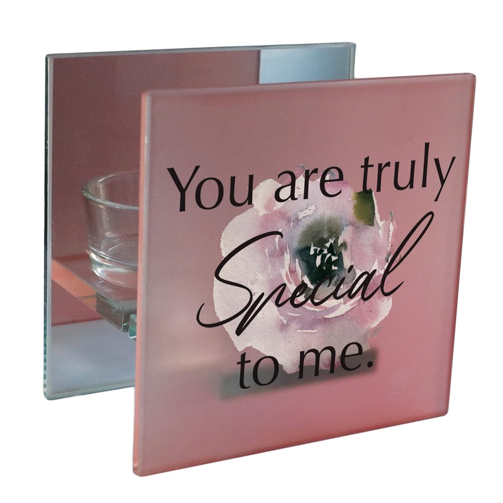 Elanze Designs Truly Special Blush Pink 4 x 4 Glass Mirrored Tea Light Holder