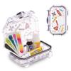 Evergreen X Seahorse 52 Medication Lock Box - Small, First Aid Kit, Childproof, Empty Lockable Medicine Box to Store Medications, Diabetic Supplies, Needles. NO SUPPLIES INCLUDED (Clear + Bandaid) view 1