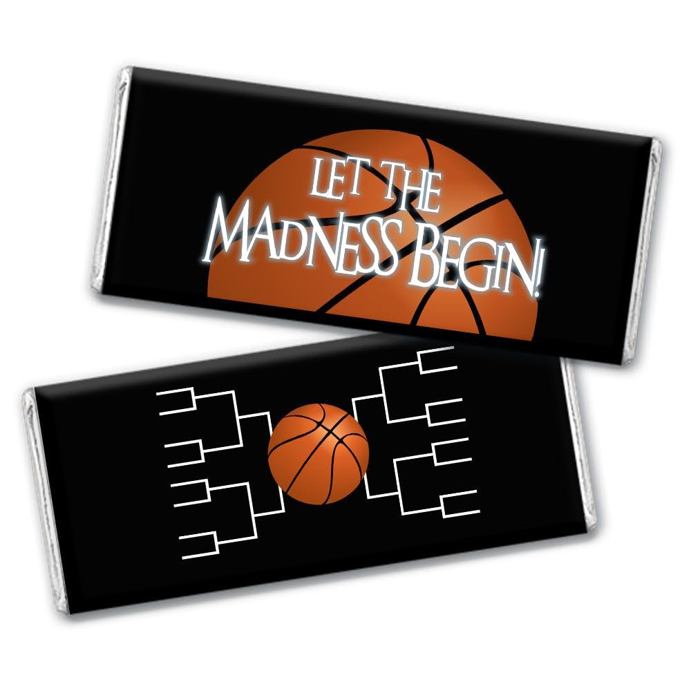 36ct Basketball Party Candy Favors Chocolate Bars Let the Madness Begin (36 Pack) - Black