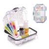 Evergreen X Seahorse 52 Medication Lock Box - Small, First Aid Kit, Childproof, Empty Lockable Medicine Box to Store Medications, Diabetic Supplies, Needles. NO SUPPLIES INCLUDED (Clear + Squiggle) view 1
