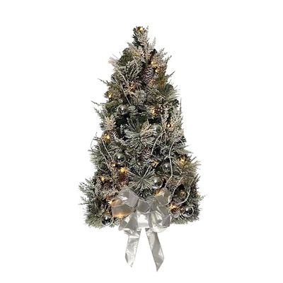 Kurt Adler 26-Inch Pre-Lit Snowy Silver Wall Tree