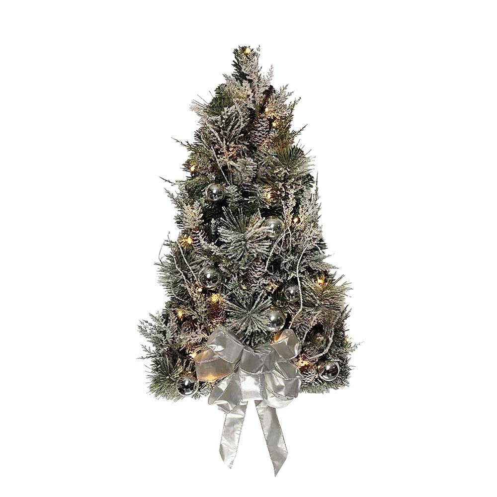 Kurt Adler 26-Inch Pre-Lit Snowy Silver Wall Tree