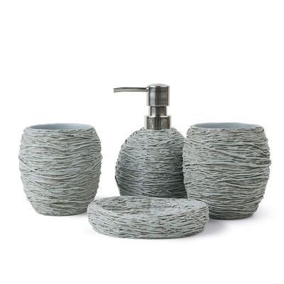 NOBRIM Bathroom Accessory Resin Bathroom Accessories Sets 4-Pieces Bird's Nest Design Bathroom Set Soap Dispenser Tumbler and Soap Dish Bathroom Wash Set Bathroom Wash Set