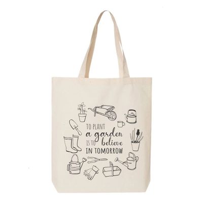 ALLDAY US Tote Bag For Women Retro Large Size Shoulder Bag, Cotton Canvas Bag, Reusable Shopping Bag, To Plant a Garden Is To Believe in Tomorrow Natural