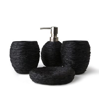 NOBRIM Bathroom Accessory Resin Bathroom Accessories Sets 4-Pieces Bird's Nest Design Bathroom Set Soap Dispenser Tumbler and Soap Dish Bathroom Wash Set Bathroom Wash Set