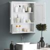 COSTWAY Wall Mounted Bathroom Cabinet, Over The Toilet Storage Cabinet w/Double Doors & Adjustable Shelf, Wood Hanging Medicine Cabinet for Living Room, Entryway, Kitchen (White) view 2