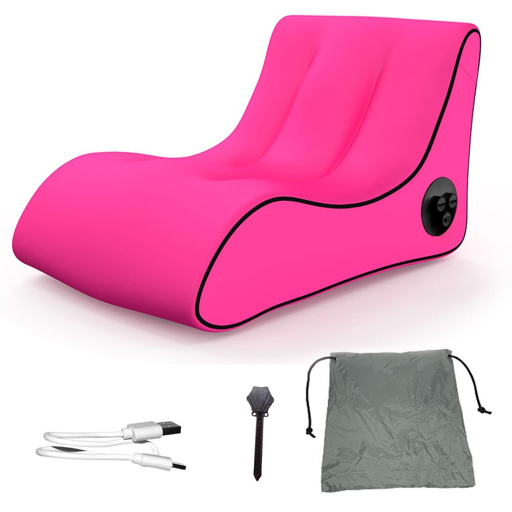PHASFBJ Beach Inflatable Sofa, Adult Automatic Inflatable Sofa Multifunctional Folding Inflatable Sofa Recliner Inflatable Sofa Trampoline Camping Office Lunch Break, Garden, Beach,Red