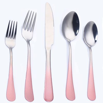 Pink Silverware Set, 50-piece Stainless Steel Flatware Cutlery Set Forks and Spoons Simple & Modern Tableware For Home Party Restaurant Wedding Dinner, Service For 10