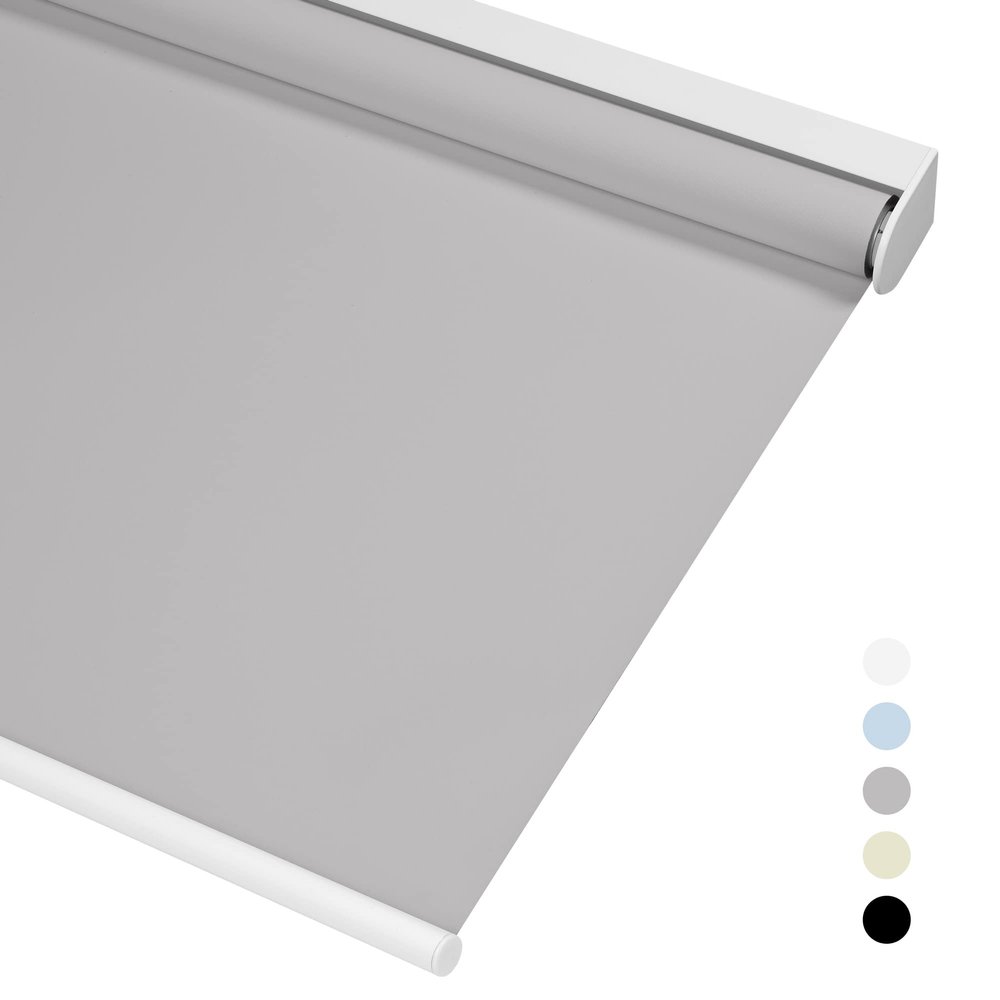 Boolegon Blackout Roller Shades for Windows Cordless Room Darkening Roller Blinds Black Out Window Shades for Home Office Bedroom Media Room Sliding Door Grey,28" W x 64" H