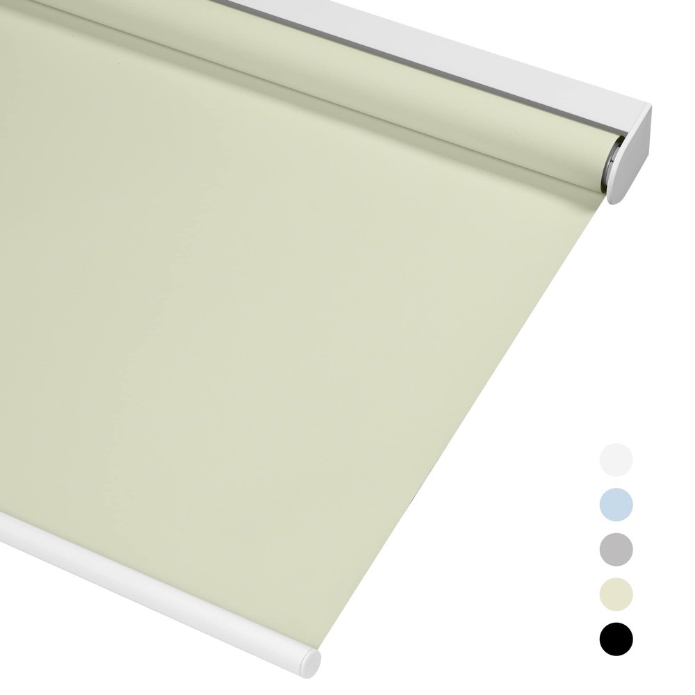 Boolegon Blackout Roller Shades for Windows Cordless Room Darkening Roller Blinds Black Out Window Shades for Home Office Bedroom Media Room Sliding Door Beige,28" W x 64" H