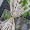 A.Monamour Short Curtain for Small Window 2 Panels Beige Cotton Linen Lace Boho Floral Farmhouse Botanical Window Valance Panel Drapes Half Curtain for Kitchen Bedroom Cabinet Curtain Door Curtain view 3
