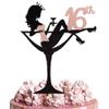 1 PCS Sitting 16th Birthday Cake Topper Glitter Sweet Sixteen High Heel Girl Cake Pick for Lady Makeup Spa Theme Cheers to 16th Birthday Party Cake Decorations Supplies Rose Gold view 1