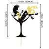 1 PCS Sitting Girl Cake Topper Glitter Sixteen High Heel Girl 16th Birthday Cake Pick for Cheers to 16 Years Lady Makeup Spa Theme Happy 16th Birthday Party Cake Decorations Supplies Gold view 2