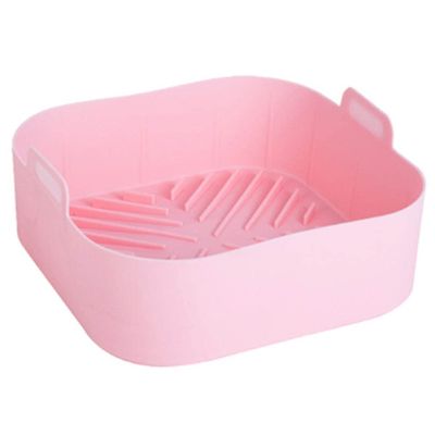 21cm Air Fryer Pot Tray Silicone BBQ Barbecue Airfryer Pad Plate Reusable Oven Baking Mold Pot Replacemen Grill Pan Accessories 5PCS (Color : Pink)