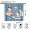Cartoon Unicorn Curtains,Starry Sky Moon Cute Cartoon Watercolor Animal Print Kids Bedroom Living Room Window Curtains 72x63in view 2
