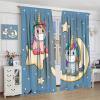 Cartoon Unicorn Curtains,Starry Sky Moon Cute Cartoon Watercolor Animal Print Kids Bedroom Living Room Window Curtains 72x63in view 4