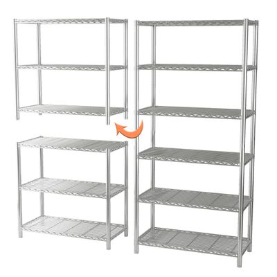 EZPEAKS Chrome 6-Shelf Shelving Unit, Changeable into 2 of 3-Shelf Units, 72H X 36W X 16D Adjustable Heavy Duty Steel Wire Shelves, 350 lbs Loading Capacity Per Shelf