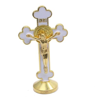 1Pcs Vintage Metal Car Cross Ornaments, Crucifix Christ Catholic Jesus Religious Church Decoration, Iron Absorption/self-Adhesive(#4)