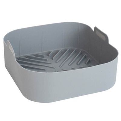 21cm Air Fryer Pot Tray Silicone BBQ Barbecue Airfryer Pad Plate Reusable Oven Baking Mold Pot Replacemen Grill Pan Accessories 5PCS (Color : Gray)