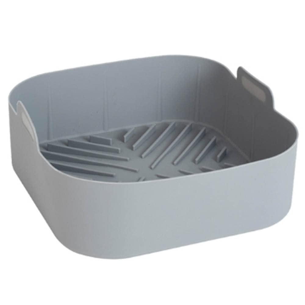 21cm Air Fryer Pot Tray Silicone BBQ Barbecue Airfryer Pad Plate Reusable Oven Baking Mold Pot Replacemen Grill Pan Accessories 5PCS (Color : Gray)