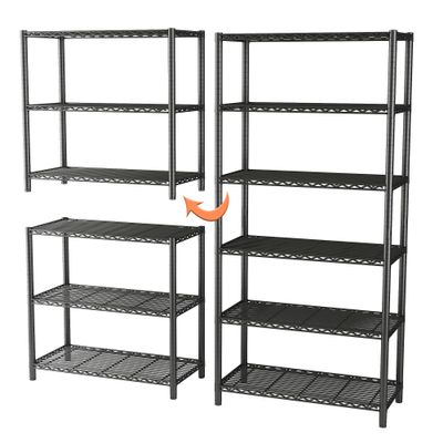 EZPEAKS 6-Shelf Shelving Unit, Changeable into 2 of 3-Shelf Units, 72H X 36W X16D Adjustable Heavy Duty Steel Wire Shelves, 350 lbs Loading Capacity Per Shelf