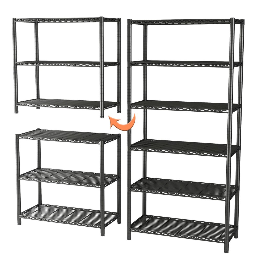 EZPEAKS 6-Shelf Shelving Unit, Changeable into 2 of 3-Shelf Units, 72H X 36W X16D Adjustable Heavy Duty Steel Wire Shelves, 350 lbs Loading Capacity Per Shelf