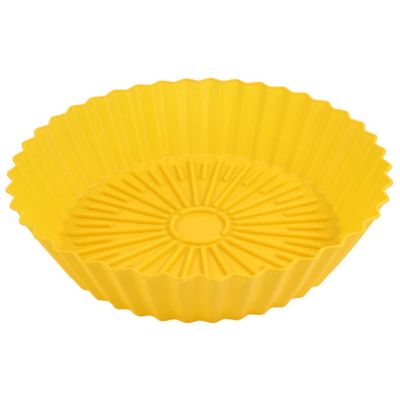 2pcs Airfryer Silicone Basket Air Fryer Oven Baking Tray Pizza Fried Chicken Airfryer Pan Liner Pot Accessories Silicone Tray (Color : Yellow)