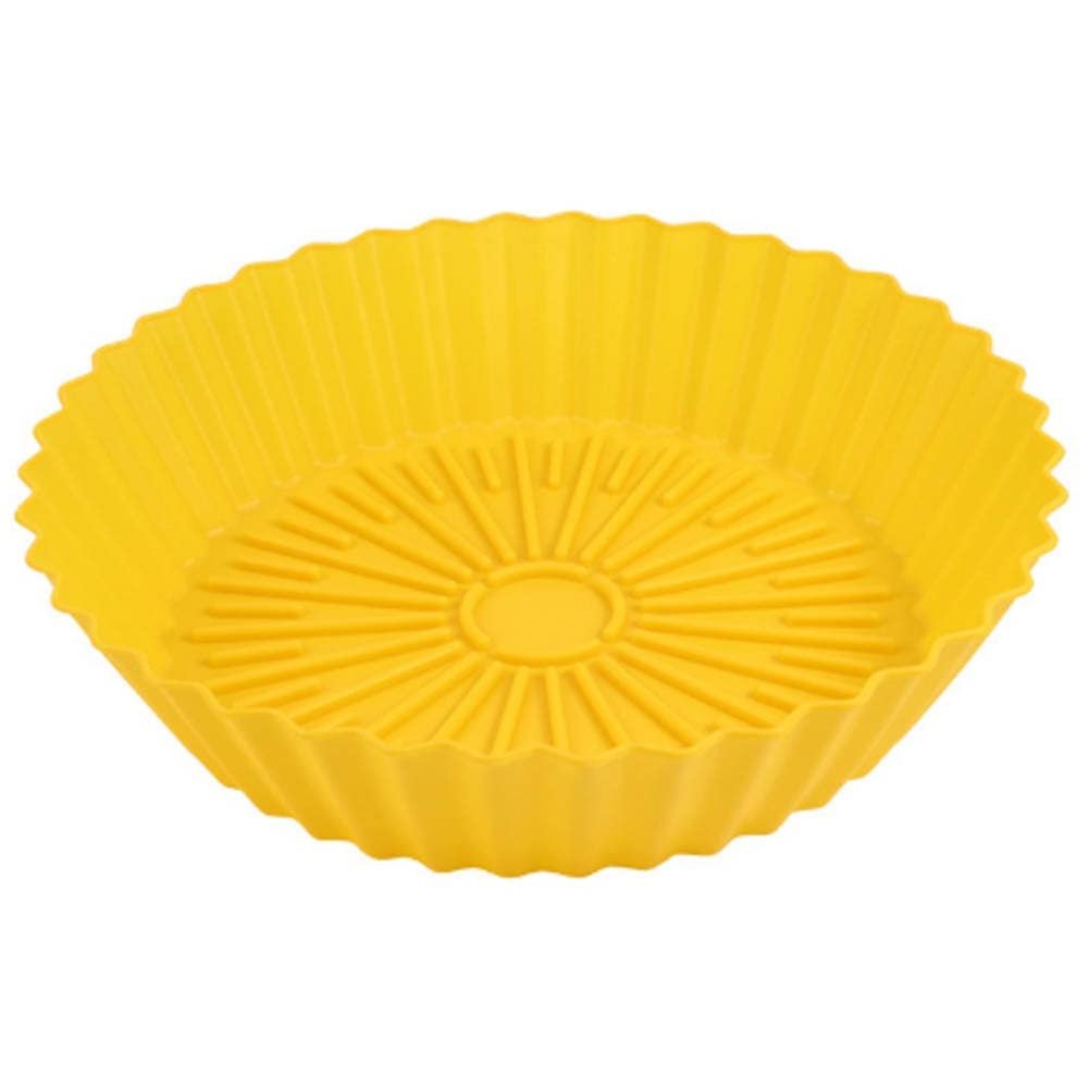 2pcs Airfryer Silicone Basket Air Fryer Oven Baking Tray Pizza Fried Chicken Airfryer Pan Liner Pot Accessories Silicone Tray (Color : Yellow)