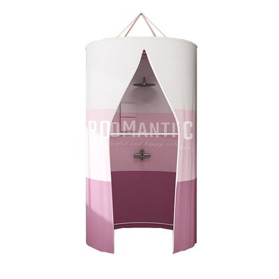 Shower Curtain Round Polyester Hanging Thermal Insulation Double Zipper Shower Curtain, Shower Curtain, Round Thickened Waterproof Bathroom Shower Curtain (Color : Pink, Size : 80X200CM)
