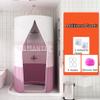Shower Curtain Round Polyester Hanging Thermal Insulation Double Zipper Shower Curtain, Shower Curtain, Round Thickened Waterproof Bathroom Shower Curtain (Color : Pink, Size : 80X200CM) view 2