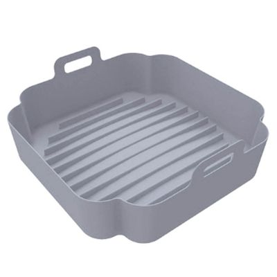 Air Fryer Silicone Liners Pot Reusable Baking Tray NonStick Air Fryers Pan Basket For Kitchen MicrowaveOven AirFryer Accessories (Color : Gray)