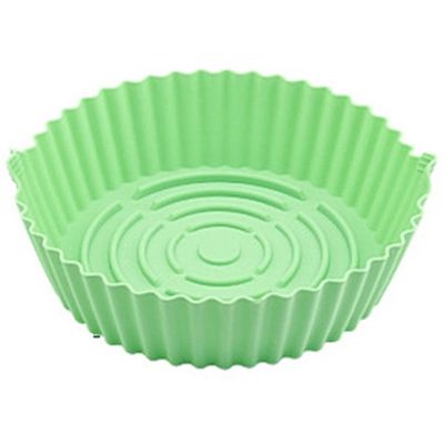 Air Fryers Oven Baking Tray Fried Pizza Chicken Basket Mat Airfryer Silicone Pot Round Replacemen Grill Pan Accessories (Color : Green, Size : Large)