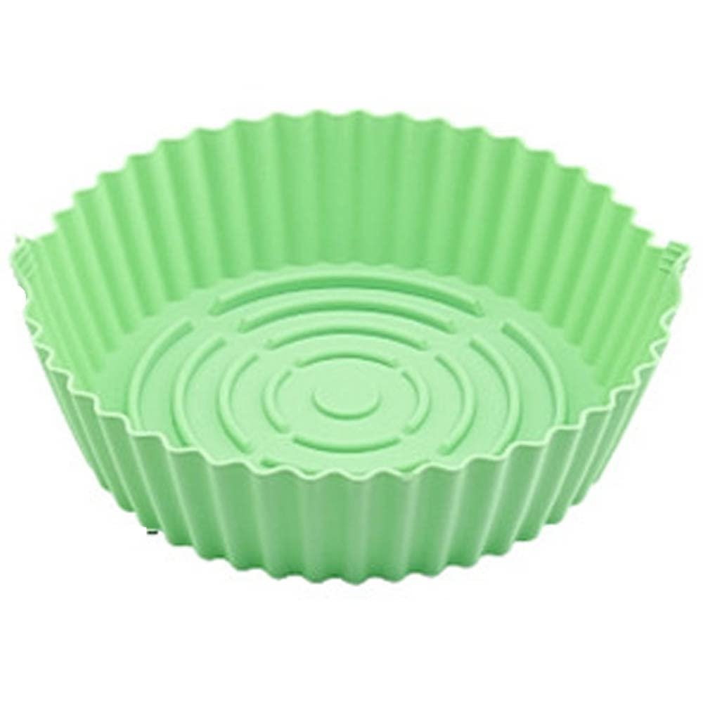 Air Fryers Oven Baking Tray Fried Pizza Chicken Basket Mat Airfryer Silicone Pot Round Replacemen Grill Pan Accessories (Color : Green, Size : Large)