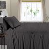 British-Linen Split King 4 Piece Luxury Sheets for Adjustable Beds - 30" Deep Pocket Extra Soft 100% Egyptian Cotton & 400TC - Top Split Upto 39" from Bottom - Dark Grey Stripe, King Size. view 2