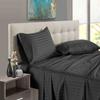 British-Linen Split King 4 Piece Luxury Sheets for Adjustable Beds - 30" Deep Pocket Extra Soft 100% Egyptian Cotton & 400TC - Top Split Upto 39" from Bottom - Dark Grey Stripe, King Size. view 3