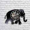 Kitchen Clocks Wall Walking Elephant Silhouette Art Decorative Wall Clock Wildlife Zoo Animal Vinyl Record Wall Clock Nursery Kids Room Wall Decor Clock Mechanism view 2