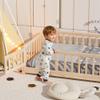 i-POOK Twin Floor Bed for Children, Sturdy Wood Montessori Bed Frame with Wood Slats, Fence & Door, Montessori Floor Bed for Girls and Boys, Natural view 4