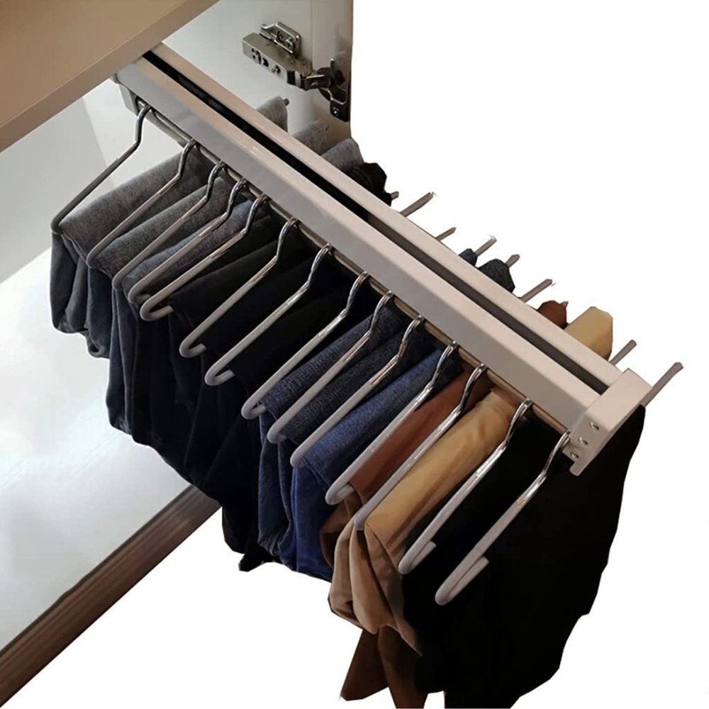 THEGA Wardrobe Pull-Out Trousers Rack - Extendable Pull Out Closet Rod, Expandable Wardrobe Rod, Adjustable Wardrobe Clothes Rail, Expandable Hanger Rail (Size : 40cm)